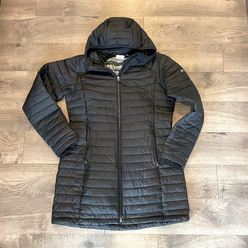 Women’s Columbia White Out Mid Omni Heat Long Hooded Puffer